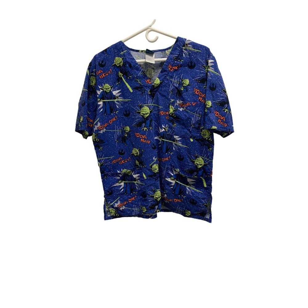 Star Wars Yoda Scrub Top Size Small 100% Cotton